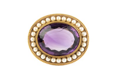 Lot 17 - A 19th century amethyst and half pearl cluster...