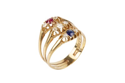 Lot 125 - A ruby, sapphire and diamond harem ring,...