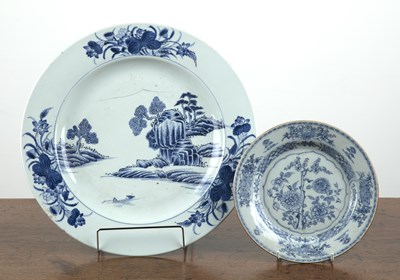 Lot 15 - Blue and white porcelain charger Chinese,...
