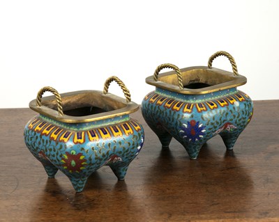 Lot 305 - Pair of cloisonne censers Chinese, 19th...