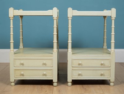 Lot 132 - A pair of modern painted two-tier bedside tables