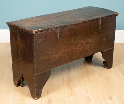 Lot 2 - An antique oak six plank chest or coffer