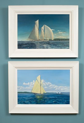 Lot 195 - Mark Cotterell (contemporary), a pair of paintings of yachts at sea