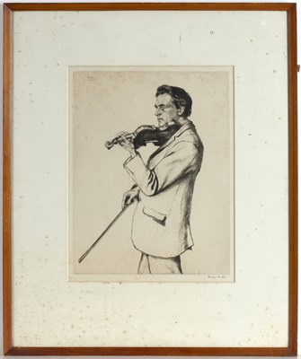 Lot 338 - Francis Dodd (1874-1949) Violinist signed in...