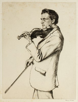 Lot 338 - Francis Dodd (1874-1949) Violinist signed in...