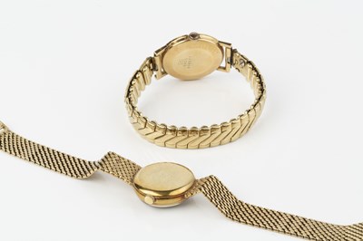 Lot 194 - A yellow precious metal bracelet watch, the...