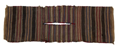 Lot 1042 - A Persian flatweave saddle bag and four Persian carpet upholstered cushions