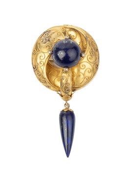 Lot 14 - A Victorian lapis lazuli and diamond set...