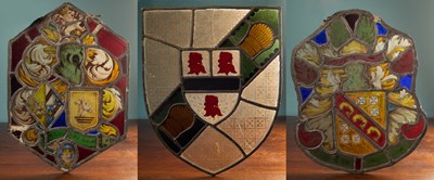 Lot 1172 - Three armorial leaded stained glass panels