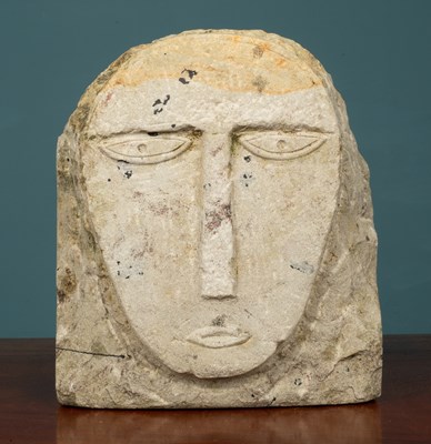 Lot 527 - A 20th century British school carved figurative stone head