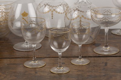 Lot 275 - Seven Baccarat Napoleon III red wine goblets...