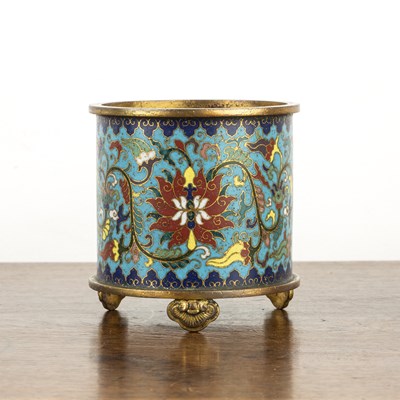 Lot 321 - Cloisonne enamel brush holder Chinese of...