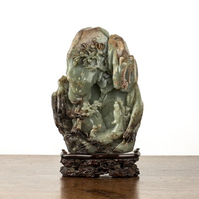 Lot 244 - Greyish green and russet jade boulder Chinese,...