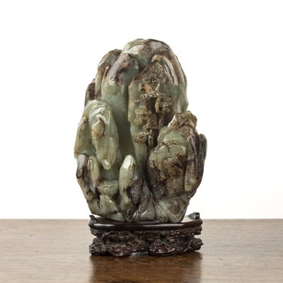 Lot 244 - Greyish green and russet jade boulder Chinese,...