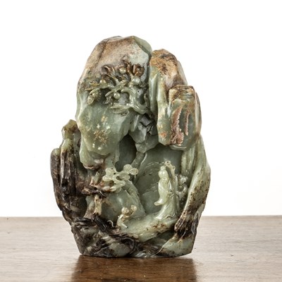 Lot 244 - Greyish green and russet jade boulder Chinese,...
