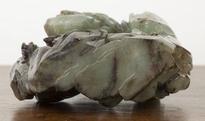 Lot 244 - Greyish green and russet jade boulder Chinese,...