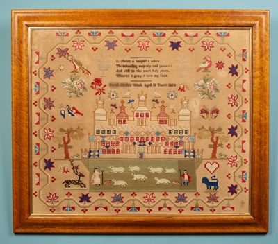 Lot 258 - A Victorian woolwork sampler