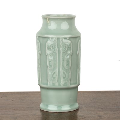 Lot 103 - Archaic style celadon glazed vase Chinese of...