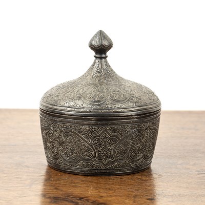 Lot 500 - Engraved white metal small powder case and...