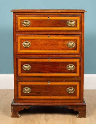 Lot 135 - A 19th century mahogany and inlaid veneer satinwood narrow chest