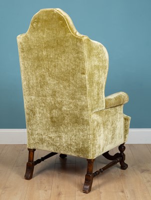 Lot 96 - A 19th century crushed sage green velvet wingback armchair
