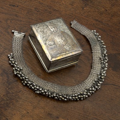Lot 502 - White metal choker or fringe necklace Indian...