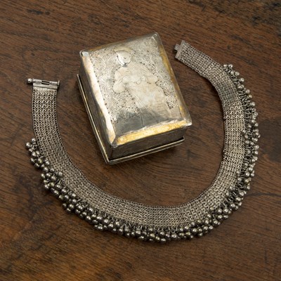 Lot 502 - White metal choker or fringe necklace Indian...