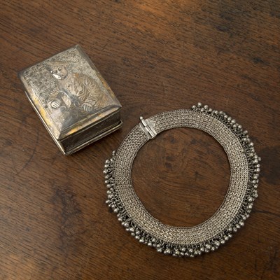 Lot 502 - White metal choker or fringe necklace Indian...