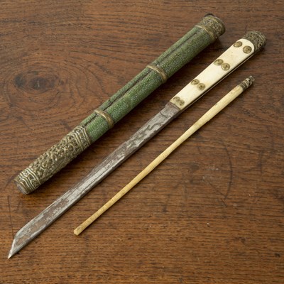 Lot 415 - Travelling set of bone chopsticks and knife...