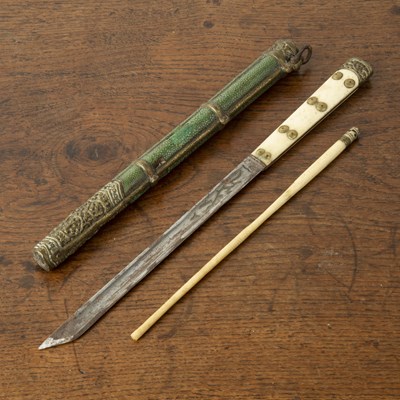 Lot 415 - Travelling set of bone chopsticks and knife...