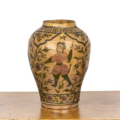 Lot 134 - Ovoid glazed vase Qajar, 19th Century...