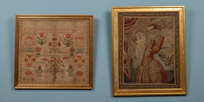 Lot 255 - A George III sampler and a needlework panel