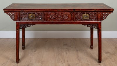 Lot 347 - A Chinese red lacquered altar table