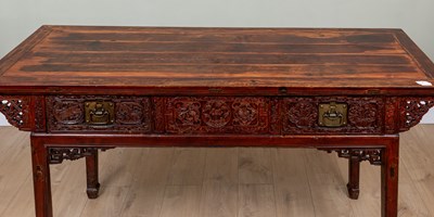 Lot 347 - A Chinese red lacquered altar table