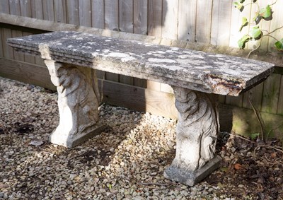 Lot 1214 - A cast reconstituted stone rectangular bench