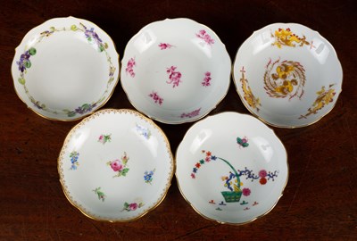 Lot 26 - Five Meissen miniature cups and saucers