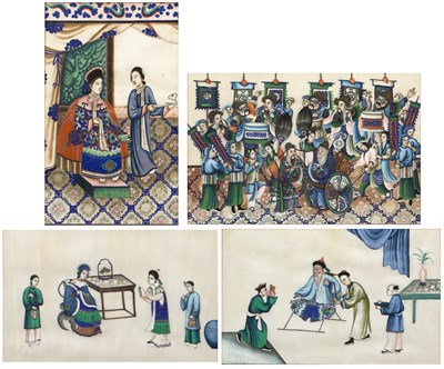 Lot 262 - Group of four pith paintings Chinese, 19th...