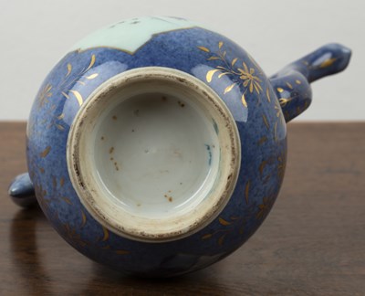 Lot 19 - Small porcelain powder blue and white ewer...