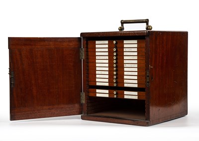 Lot 40 - A Victorian mahogany microscope slide case...