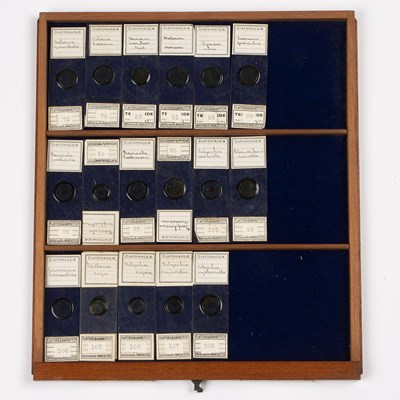 Lot 40 - A Victorian mahogany microscope slide case...