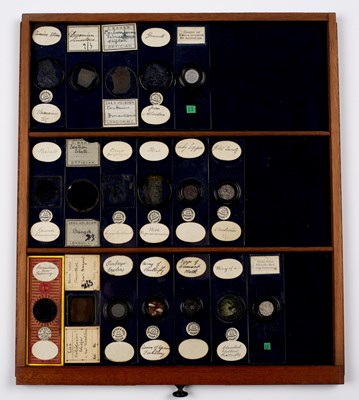 Lot 40 - A Victorian mahogany microscope slide case...
