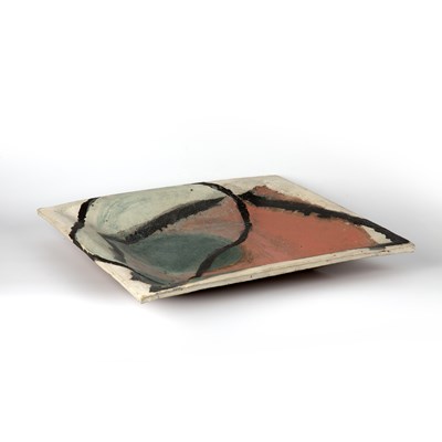 Lot 594 - Ken Eastman (b.1960) Large square dish, 1987...