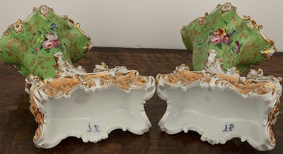 Lot 342 - Pair of Jacob Petit porcelain cornucopia vases...