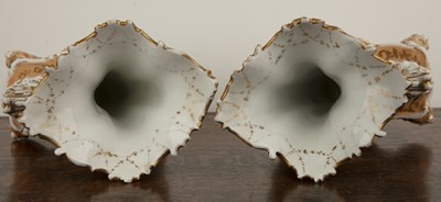 Lot 342 - Pair of Jacob Petit porcelain cornucopia vases...