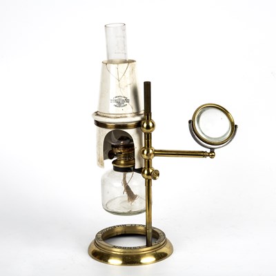Lot 45 - A 19th century brass microscope oil lamp by J....