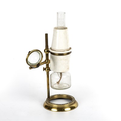 Lot 45 - A 19th century brass microscope oil lamp by J....