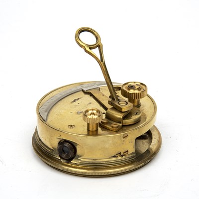 Lot 47 - A brass pocket sextant of cylindrical drum...