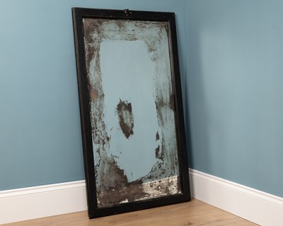 Lot 591 - Three antique black painted wood distressed mirrors