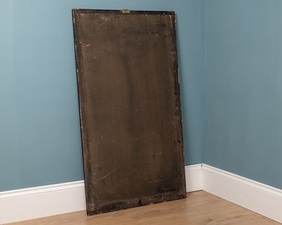 Lot 591 - Three antique black painted wood distressed mirrors
