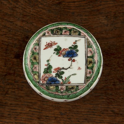 Lot 90 - Famille verte decorated circular seal ink box...